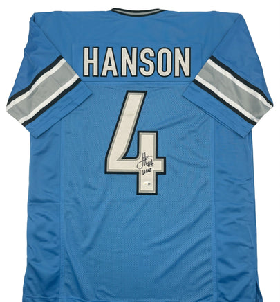 Blue sports jersey with 'Hanson' and number '4' on a white background