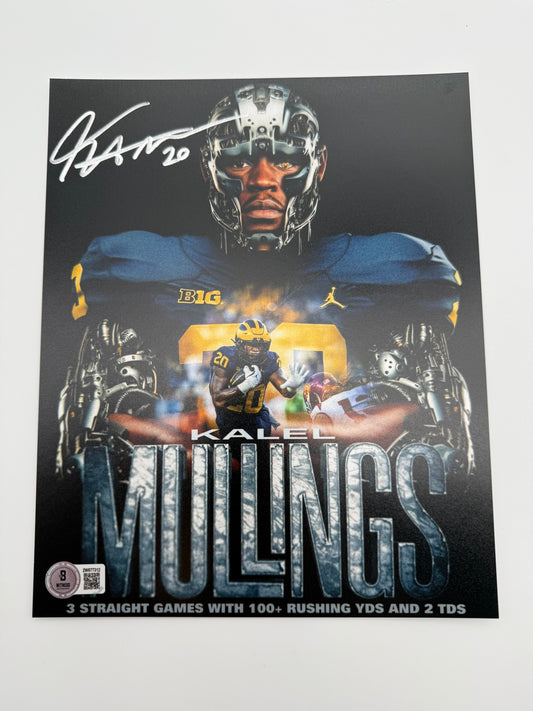 Kalel Mullings Signed 8x10 Michigan Wolverines Machine Beckett COA