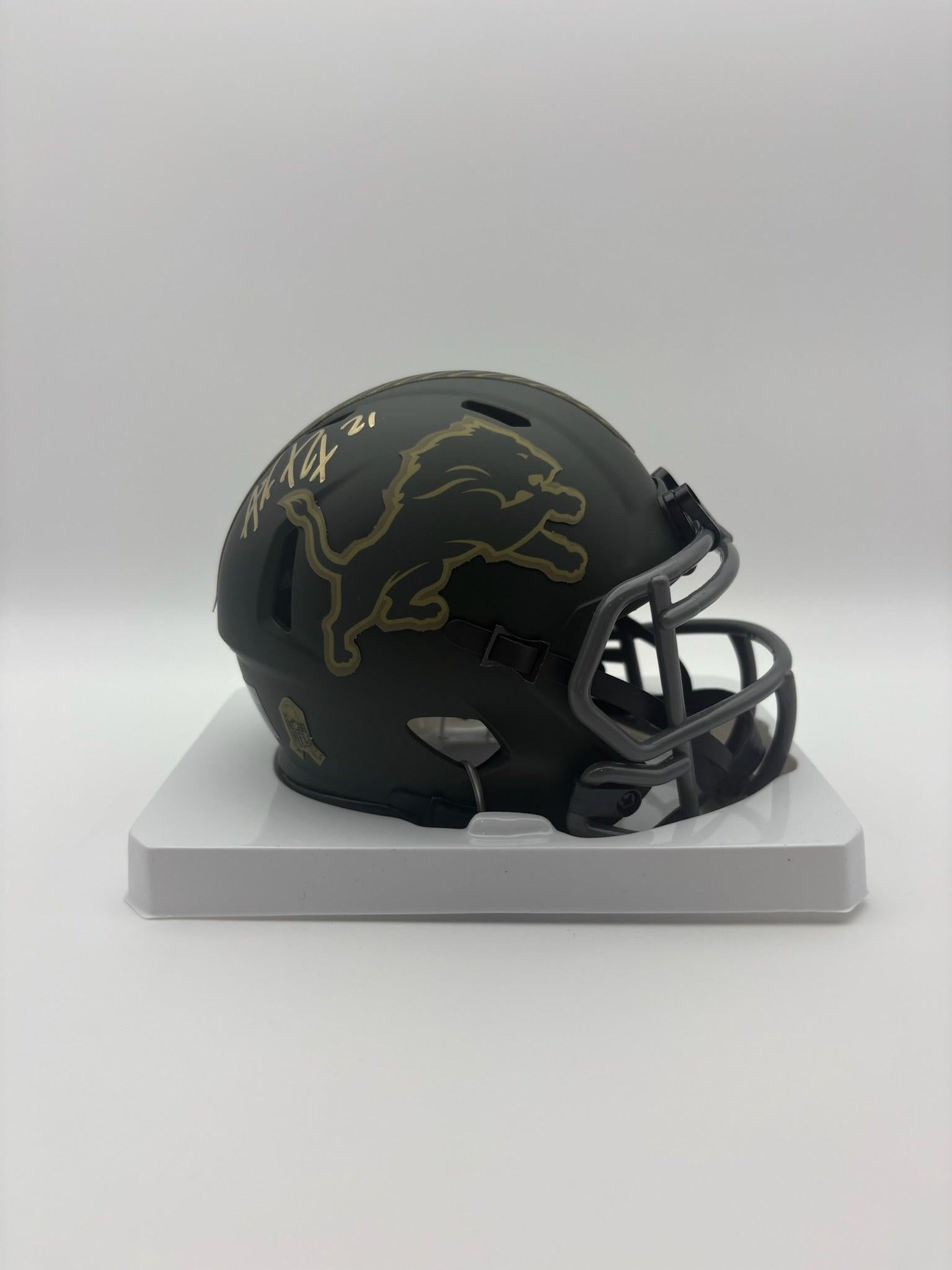 detroit lions mini football helmets Amik Robertson Autographed Detroit Lions STS Mini Football Helmet JSA CoA