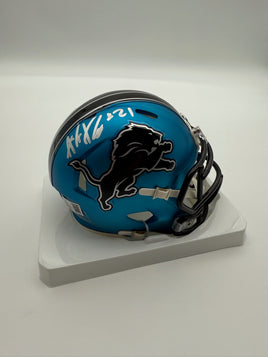 Amik Robertson Autographed Detroit Lions Alternate Mini Football Helmet Beckett CoA