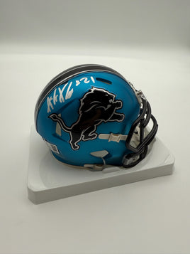 Amik Robertson Autographed Detroit Lions Alternate Mini Football Helmet Beckett CoA.