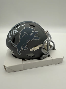 Amik Robertson Autographed Detroit Lions Slate Mini Football Helmet Beckett CoA