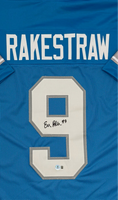 Ennis Rakestraw Jr. Autographed Detroit Lions Blue Custom Football Jersey Beckett CoA.