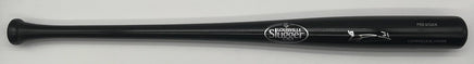 Black baseball bat on a light gray background