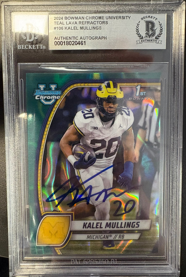 Kalel Mullings Autographed Michigan Wolverines Football Card Beckett Authenticated.