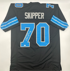 Dan Skipper Autographed Detroit Lions Black Custom Football Jersey JSA CoA