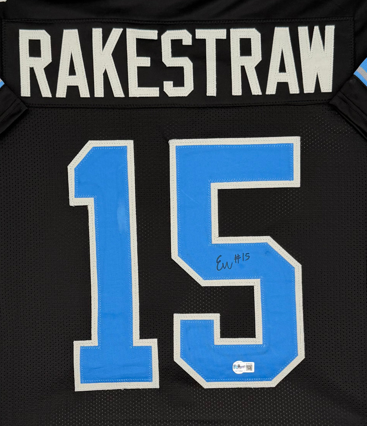 ENNIS RAKESTRAW JR. SIGNED AUTOGRAPHED DETROIT LIONS BLACK CUSTOM JERSEY BECKETT CoA