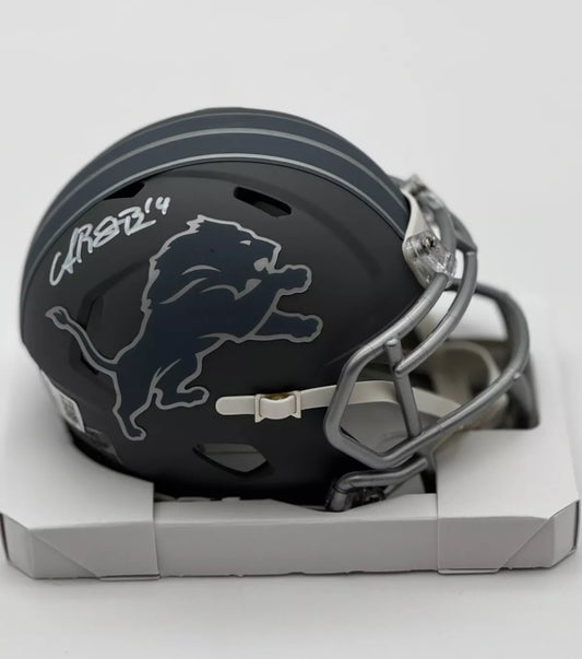 AMON-RA ST BROWN AUTOGRAPHED SIGNED DETROIT LIONS SLATE MINI HELMET BECKETT