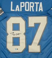Sam LaPorta Autographed Detroit Lions Blue Custom Football Jersey Beckett CoA