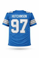 Aidan Hutchinson Autographed Detroit Lions Blue Custom Football Jersey Beckett CoA