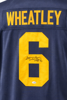 Tyrone Wheatley Autographed Michigan Wolverines Navy Custom Football Jersey JSA CoA