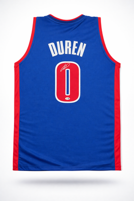Jalen Duren Autographed Detroit Pistons Blue Custom Basketball Jersey JSA CoA
