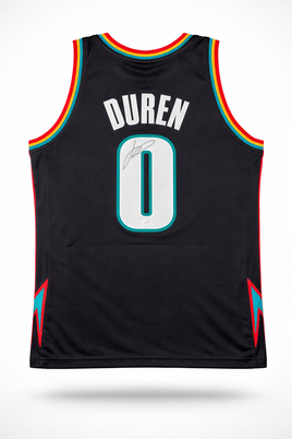 Jalen Duren Autographed Detroit Pistons Black Custom Basketball Jersey JSA CoA