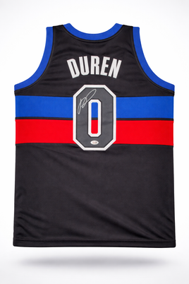 Jalen Duren Autographed Detroit Pistons Black Custom Basketball Jersey JSA CoA