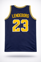 Yaxel Yandeborg Autographed Michigan Wolverines Navy Custom Basketball Jersey with JSA CoA