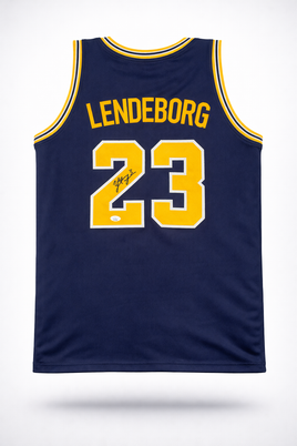 Yaxel Yandeborg Autographed Michigan Wolverines Navy Custom Basketball Jersey with JSA CoA