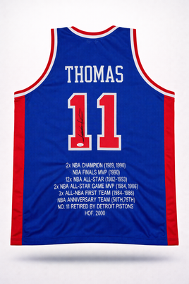 Isiah Thomas Autographed Detroit Pistons Navy Custom Basketball Jersey JSA CoA