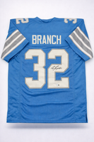 Brian Branch Autographed Detroit Lions Blue Custom Football Jersey Beckett CoA