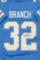 Brian Branch Autographed Detroit Lions Blue Custom Football Jersey Beckett CoA