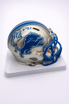 Amik Robertson Autographed Detroit Lions Speed Mini Football Helmet Beckett CoA