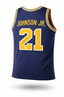 Morez Johnson Jr Autographed Michigan Wolverines Navy Custom Basketball Jersey with JSA CoA