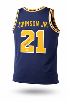 Morez Johnson Jr Autographed Michigan Wolverines Navy Custom Basketball Jersey with JSA CoA