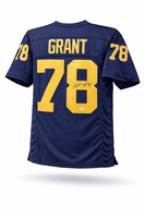 Kenneth Grant Autographed Michigan Wolverines Navy Custom Football Jersey Beckett CoA