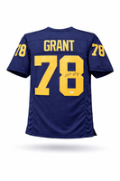 Kenneth Grant Autographed Michigan Wolverines Navy Custom Football Jersey Beckett CoA