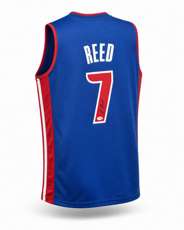 Paul Reed Autographed Detroit Pistons Navy Custom Basketball Jersey JSA CoA.