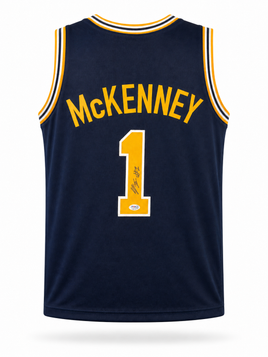 Trey McKenney Autographed Michigan Wolverines Navy Custom Basketball Jersey with JSA CoA.