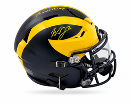 Will Johnson Autographed Michigan Wolverines 2023 CHAMPS Midi Flex Football Helmet JSA CoA.