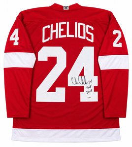Chris Chelios Autographed & Inscribed Detroit Red Wings Custom Hockey Jersey JSA CoA