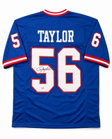 Lawrence Taylor Autographed New York Giants Blue Custom Football Jersey JSA CoA