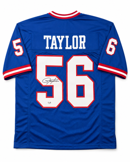 Lawrence Taylor Autographed New York Giants Blue Custom Football Jersey JSA CoA