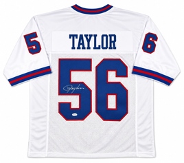 Lawrence Taylor Autographed New York Giants White Custom Football Jersey JSA CoA