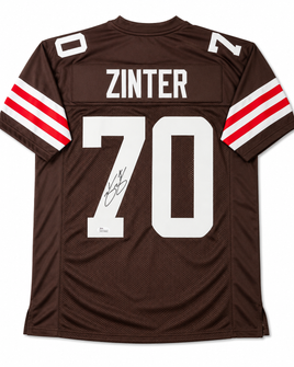 Zak Zinter Autographed Cleveland Browns Custom Football Jersey JSA CoA
