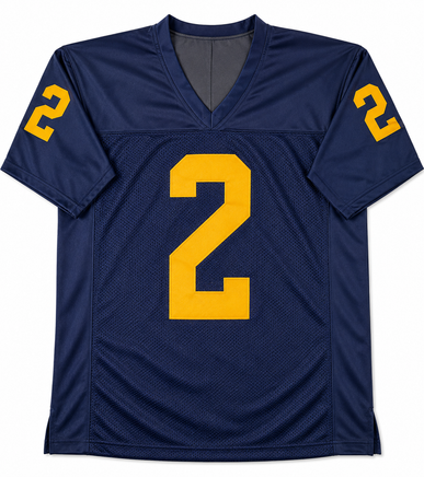 Will Johnson Autographed Michigan Navy Custom Football Jersey JSA CoA.