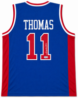 Isiah Thomas Autographed Detroit Pistons Blue Custom Basketball Jersey Beckett CoA