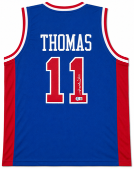 Isiah Thomas Autographed Detroit Pistons Blue Custom Basketball Jersey Beckett CoA