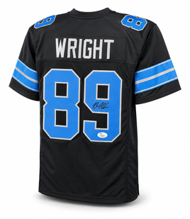 Brock Wright Autographed Detroit Lions Black Custom Football Jersey JSA CoA