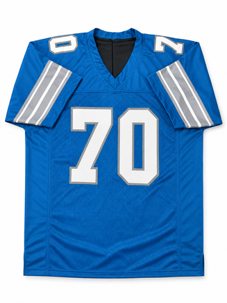 Dan Skipper Autographed Detroit Lions Blue Custom Football Jersey JSA CoA.