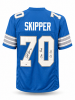 Dan Skipper Autographed Detroit Lions Blue Custom Football Jersey JSA CoA