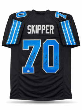 Dan Skipper Autographed Detroit Lions Black Custom Football Jersey JSA CoA