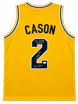 LJ Cason Autographed Michigan Wolverines Yellow Custom Basketball Jersey with JSA CoA