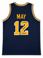 Charlie May Autographed Michigan Wolverines Navy Custom Basketball Jersey with JSA CoA.