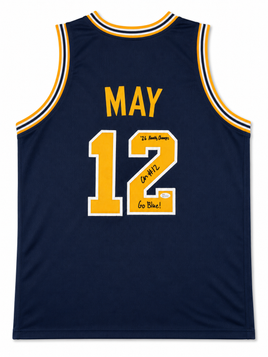 Charlie May Autographed Michigan Wolverines Navy Custom Basketball Jersey with JSA CoA.
