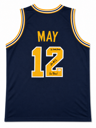 Charlie May Autographed Michigan Wolverines Navy Custom Basketball Jersey with JSA CoA.