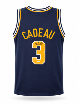 Elliot Cadeau Autographed Michigan Wolverines Navy Custom Basketball Jersey with JSA CoA