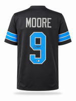 Derrick Moore Autographed Detroit Lions Black Custom Football Jersey Beckett CoA