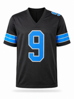 Derrick Moore Autographed Detroit Lions Black Custom Football Jersey Beckett CoA